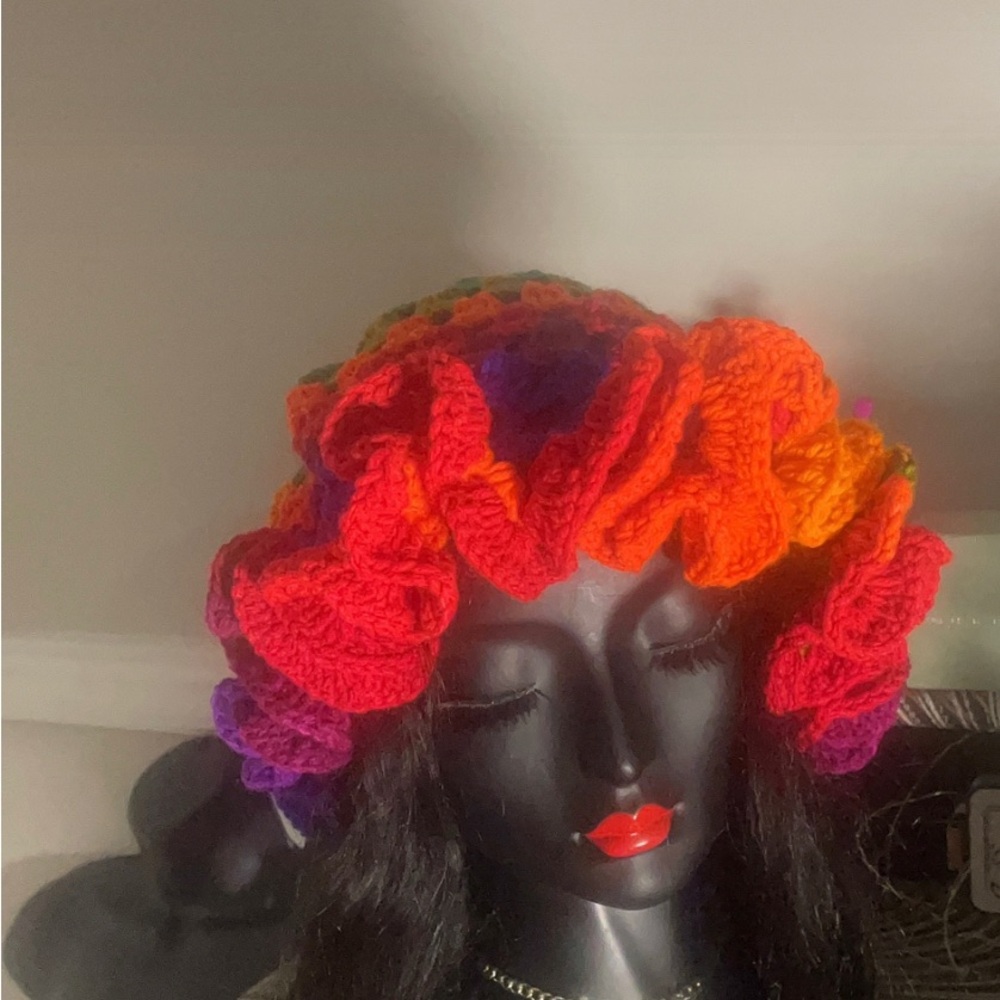 Colorful Crochet Ruffle Hat